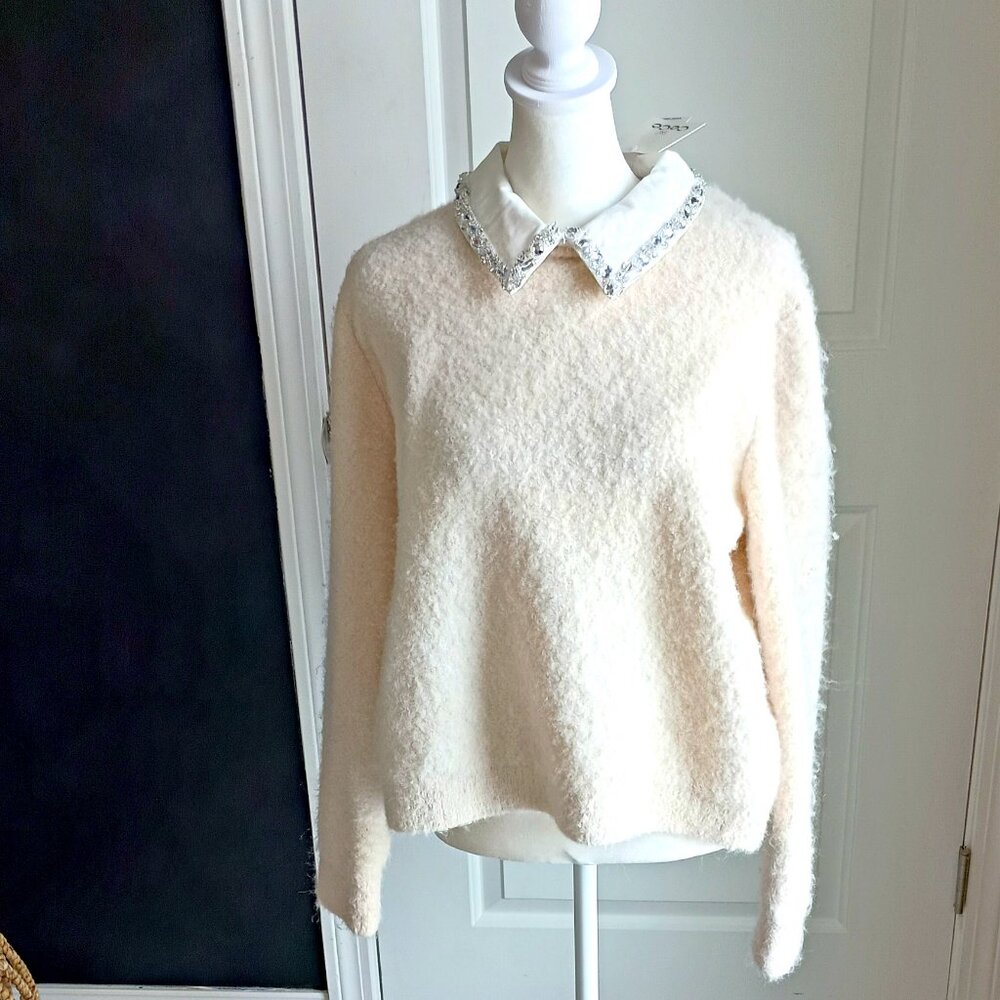 NEW! EXQUISITE BOUCLE SWEATER JEWELED COLLAR By CeCe